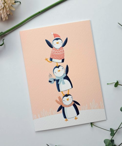 Wenskaart Pinguïns