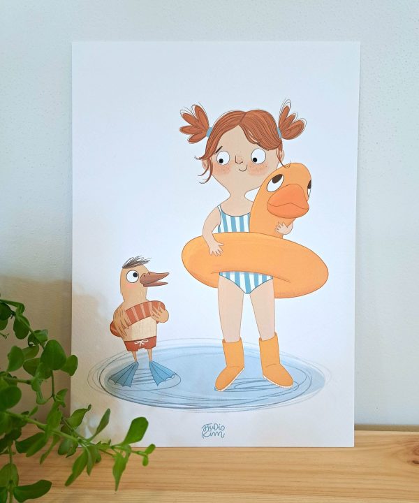 Poster A4 Meisje en Eend - Afbeelding 2
