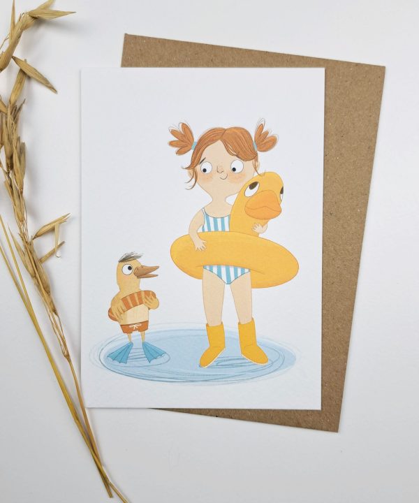 Kaartje Meisje en Eend - Afbeelding 2