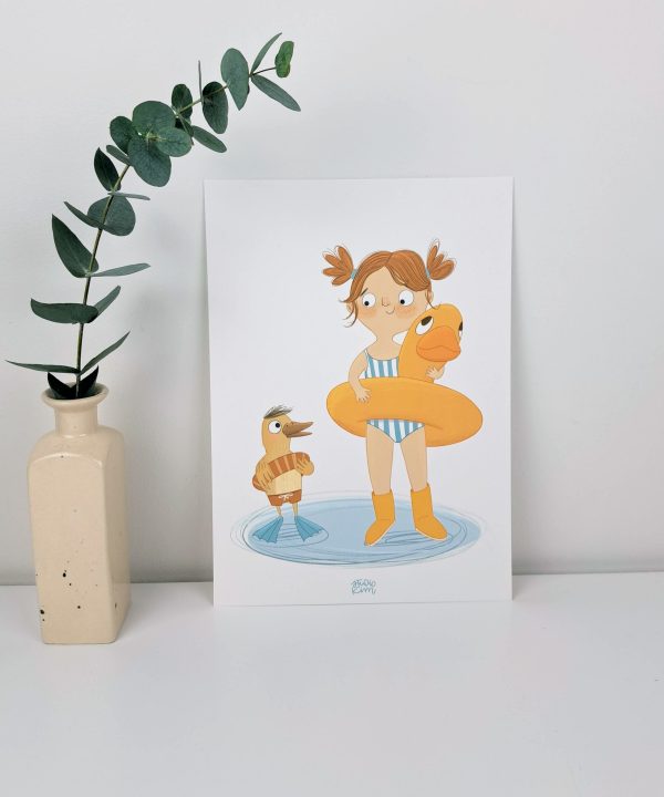 Poster A4 Meisje en Eend - Afbeelding 5