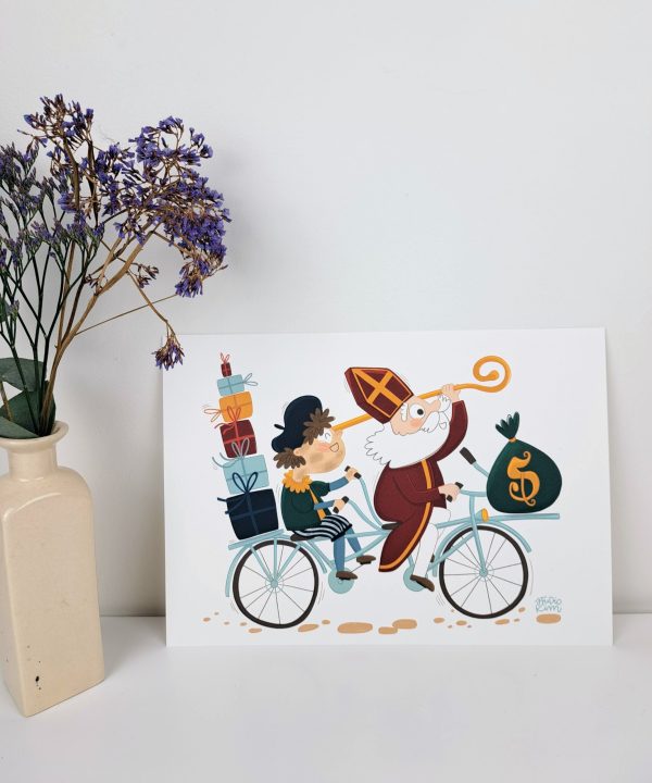 Poster A4 Sint en Piet Fietsen - Afbeelding 5