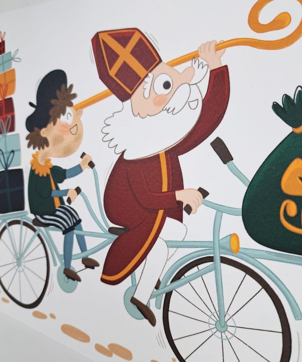 Poster A4 Sint en Piet Fietsen - Afbeelding 3