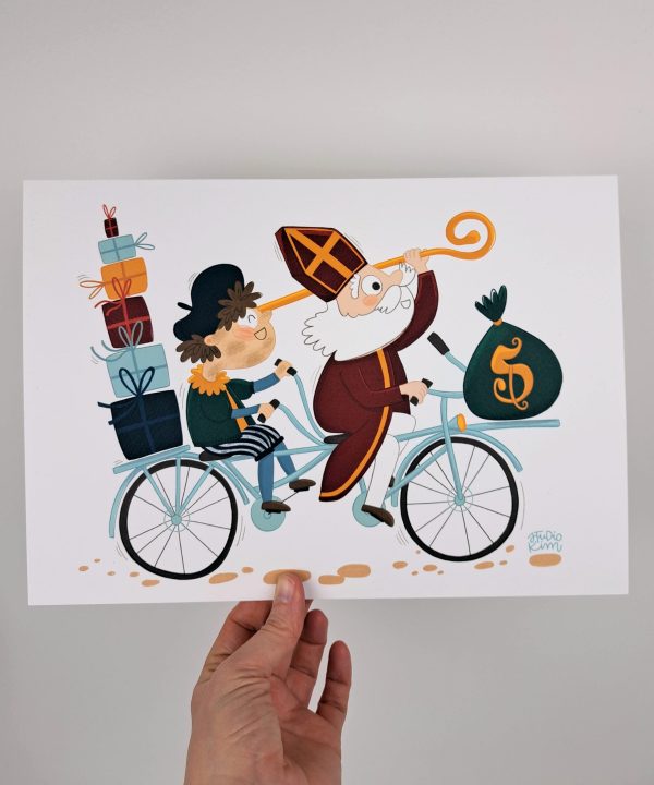 Poster A4 Sint en Piet Fietsen - Afbeelding 4