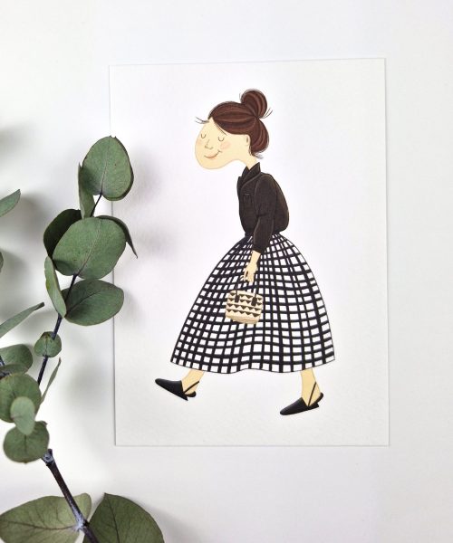 Kaartje Mevrouw zwart en wit