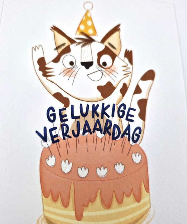 Kaartje Taart Kat "Gelukkige Verjaardag" - Afbeelding 4
