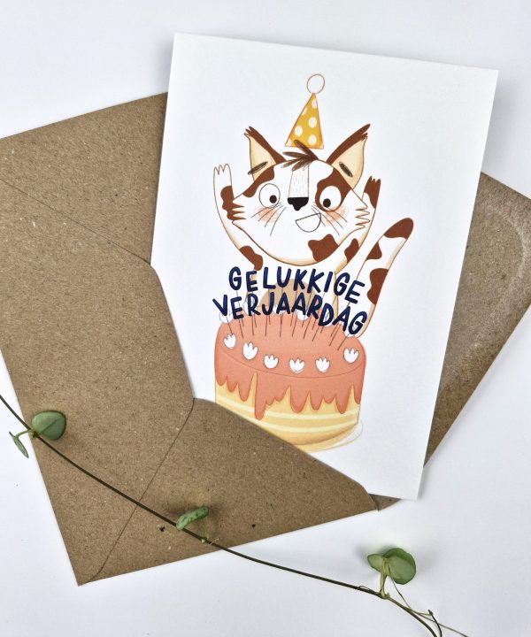 Kaartje Taart Kat "Gelukkige Verjaardag" - Afbeelding 5